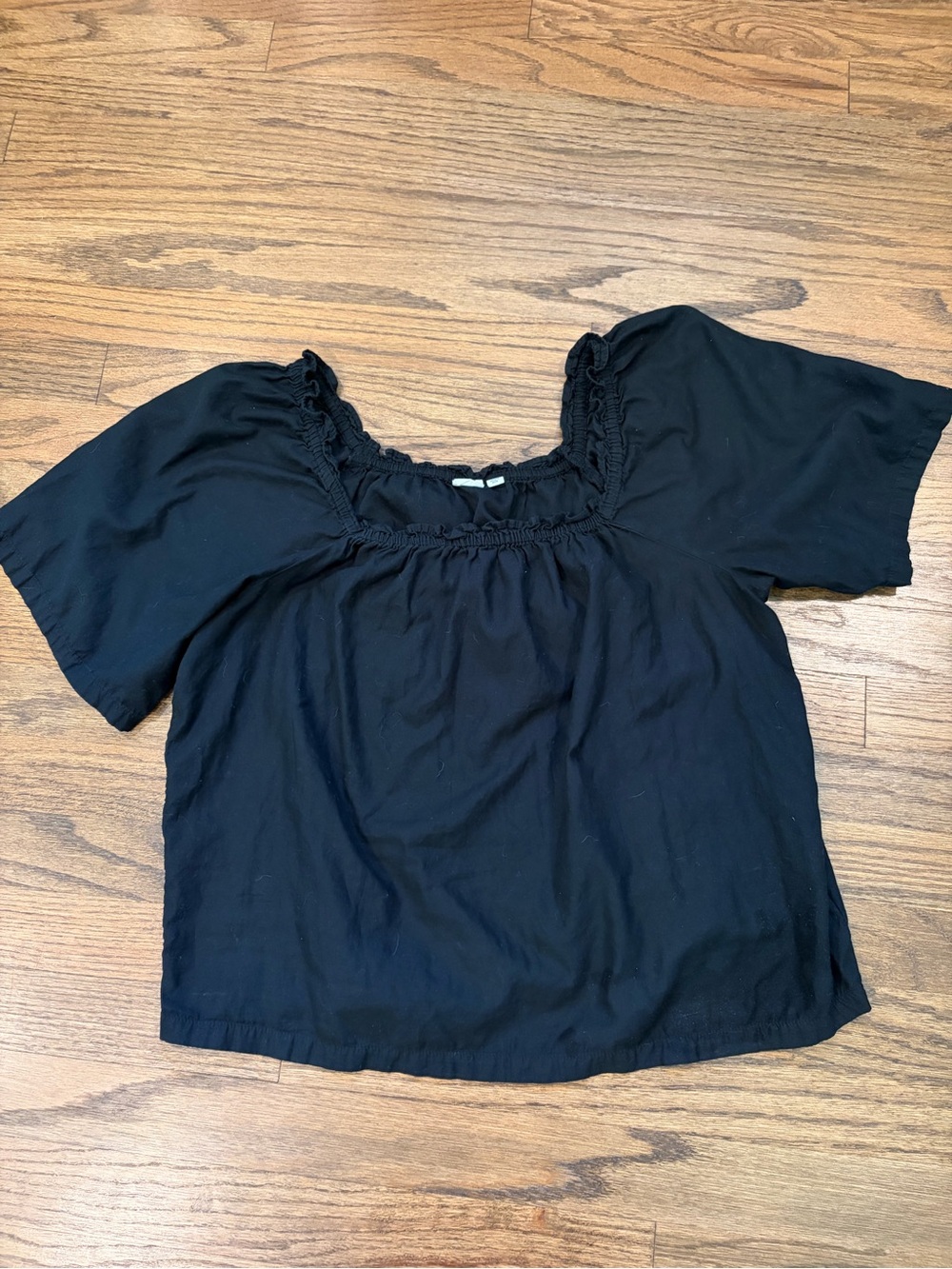 GAP Black Square-Neck Puff Sleeve Women's Top, size Small